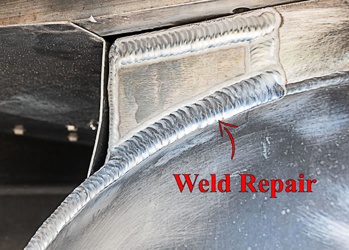 5 a picture showing the results of a pontoon welding repair